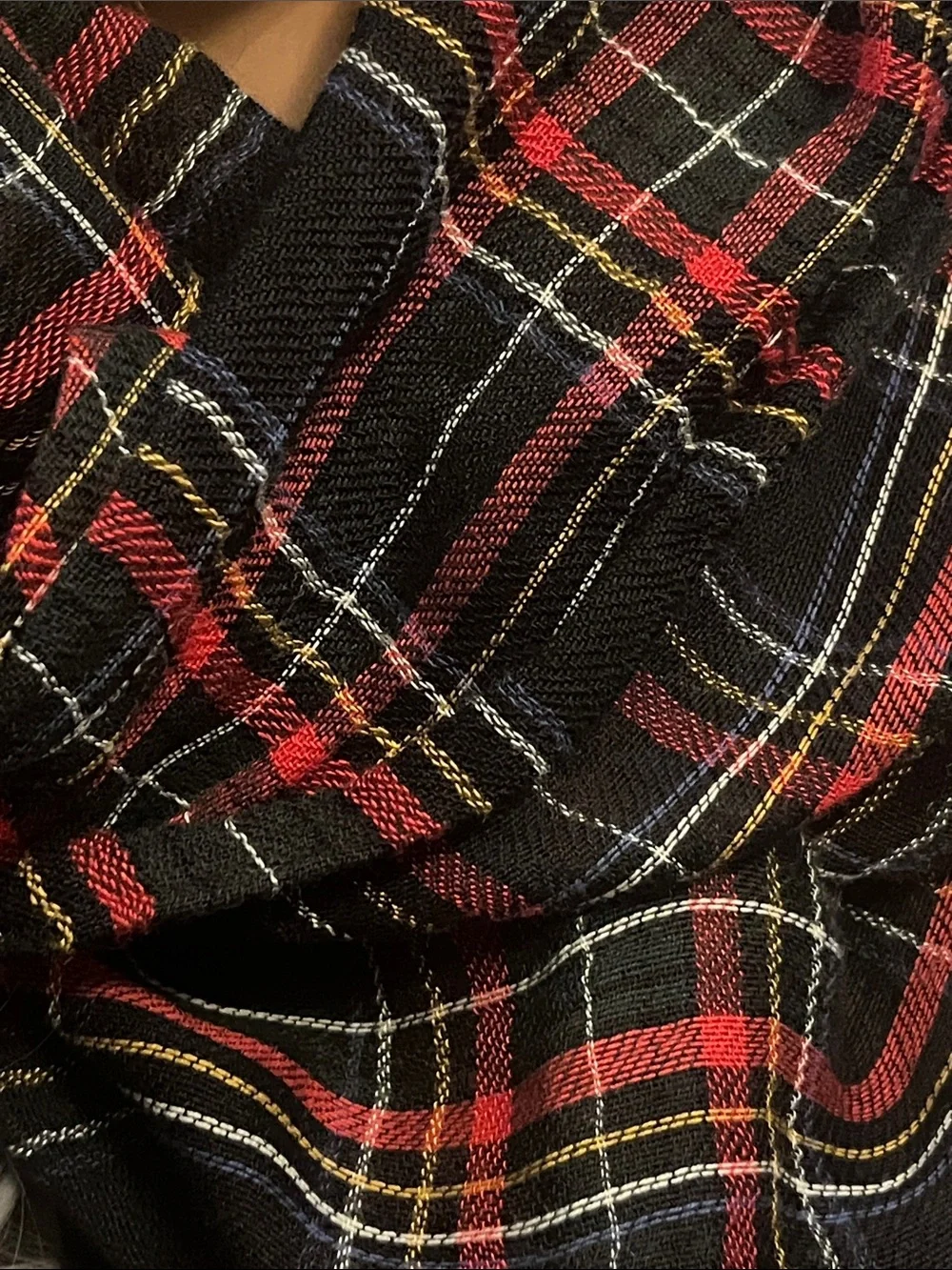 Plaid Scarf - Black & Red -infinity wrap lightweight S23